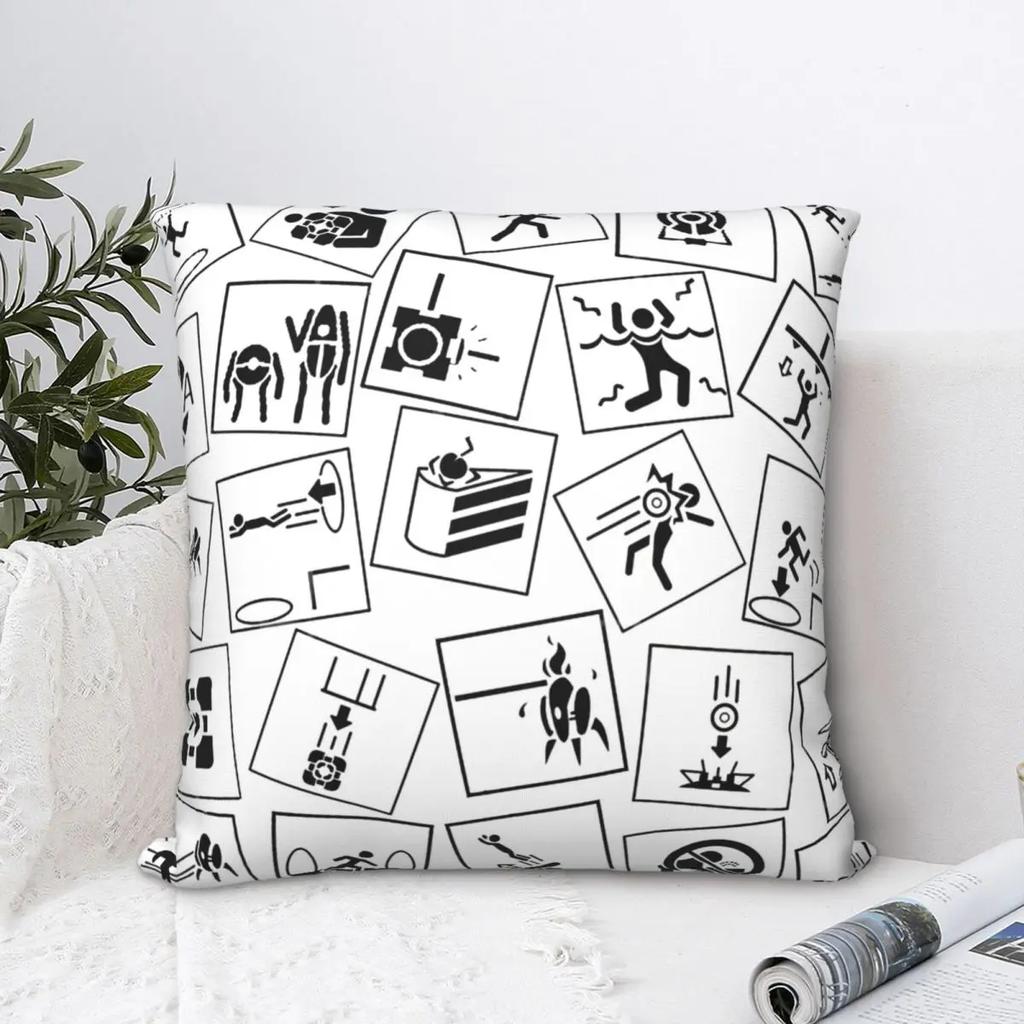 Portal 2 Game Symbols Pillowcase Backpack Cushion For Livingroom DIY Printed Chair Hug Pillowcase Decorative