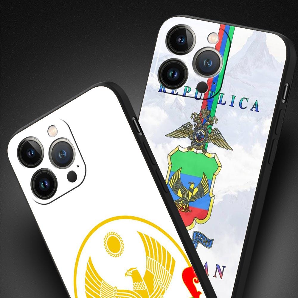 Роскошный чехол для телефона с флагом Дагестана для iPhone 17 Air 16 Plus 13 15 14 12 11 Pro MAX 7 8 SE Мягкий ТПУ Черная крышка