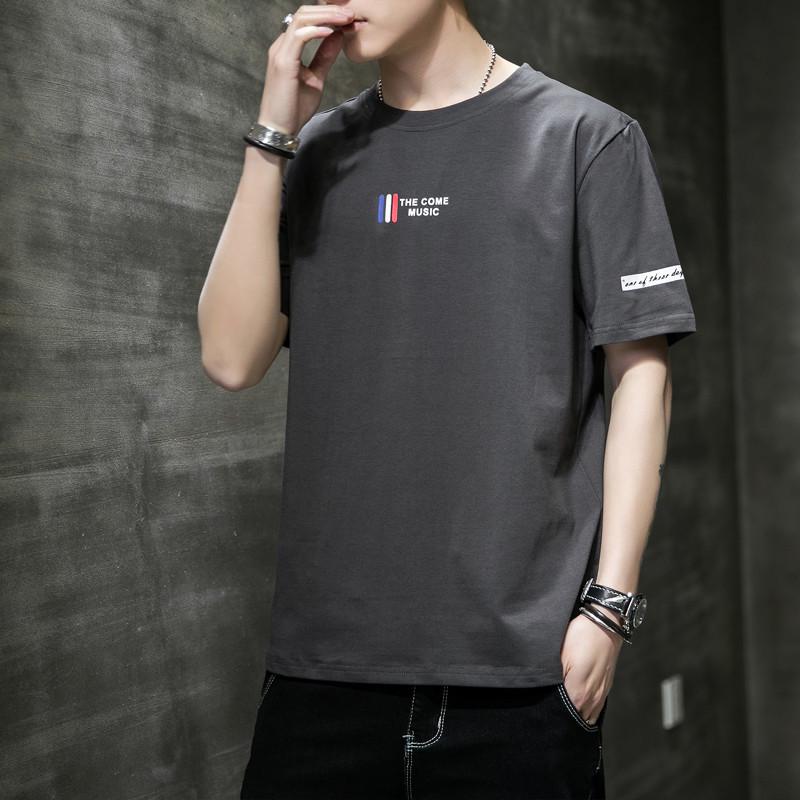 Summer Korean Version of Men's Printed Pullover Short-sleeved Youth Popular Round Neck Men's T-shirt
