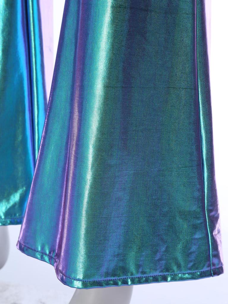 Men Hippie Romper V Neck Lapel Flare Sleeves Bell Bottom Jumpsuit Patchwork Design Music Festival Wear