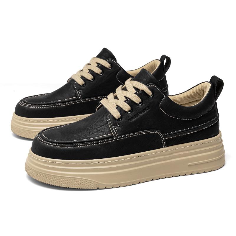 Модная спортивная повседневная обувь на толстой подошве, трендовый минималистичный стиль, ежедневный комфорт, качество, для молодежи и взрослых, черная обувь на шнуровке