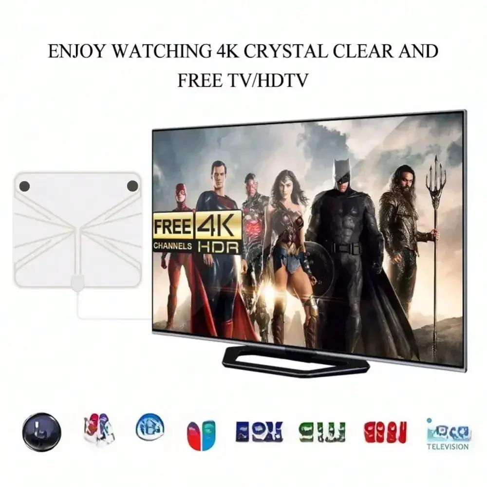 Цифровая телевизионная антенна с высоким коэффициентом усиления, 4K DTV Box Plug EU 5000 Miles Booster, активная внутренняя антенна, плоский дизайн HD