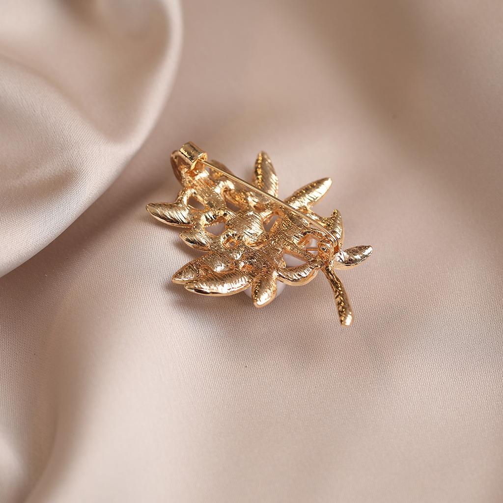 Pearl Leaf Rhinestone Brooch High-end Light Luxury Coat Pin Sweater Accessory Brooch