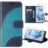 Case for Xiaomi Redmi Note 12 Pro 5G - Blue - Leather Effect - Wave Pattern - Stand - 2 Tempered Glass