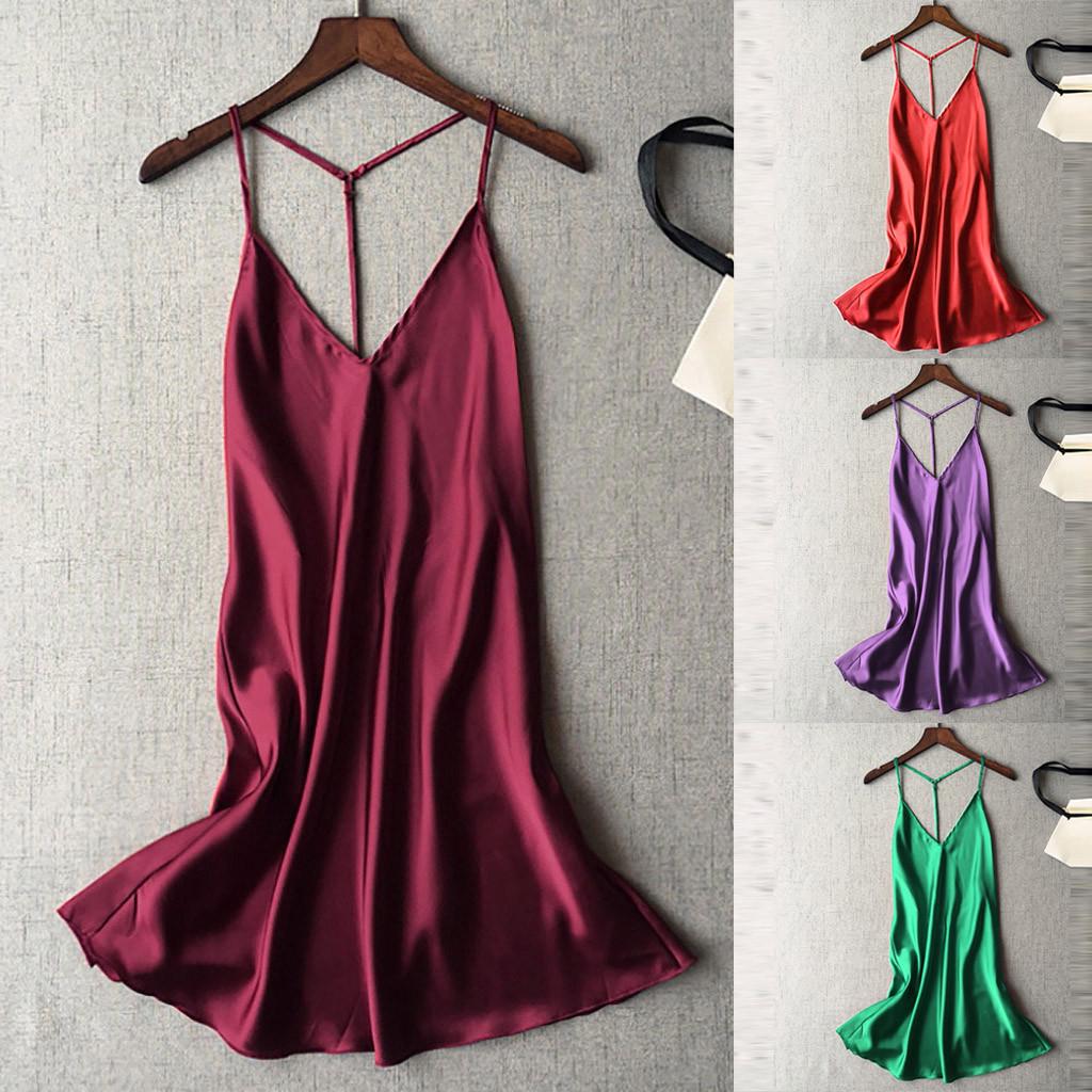 Женская сексуальная атласная пижама Babydoll, нижнее белье, ночная рубашка, пижамы