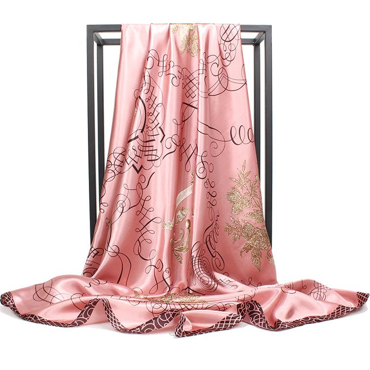 Высококачественные роскошные шелковые шарфы, повязка на голову, шарфы, шейный шарф для женщин, шелковый шарф с цепочкой, женская декоративная шаль