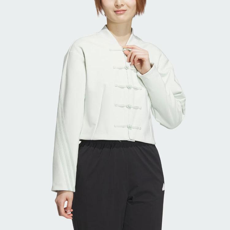 Adidas Куртка Samuel Gui Yang Collaboration от X Samuel Gui Yang с застежкой на пуговицы и коротким дизайном Женская верхняя одежда льняно-зеленый JF6665