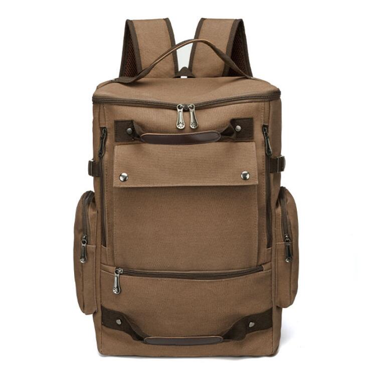 Мужской холст рюкзак открытый сплошной цвет большой емкости для отдыха многоцелевая дорожная сумка
