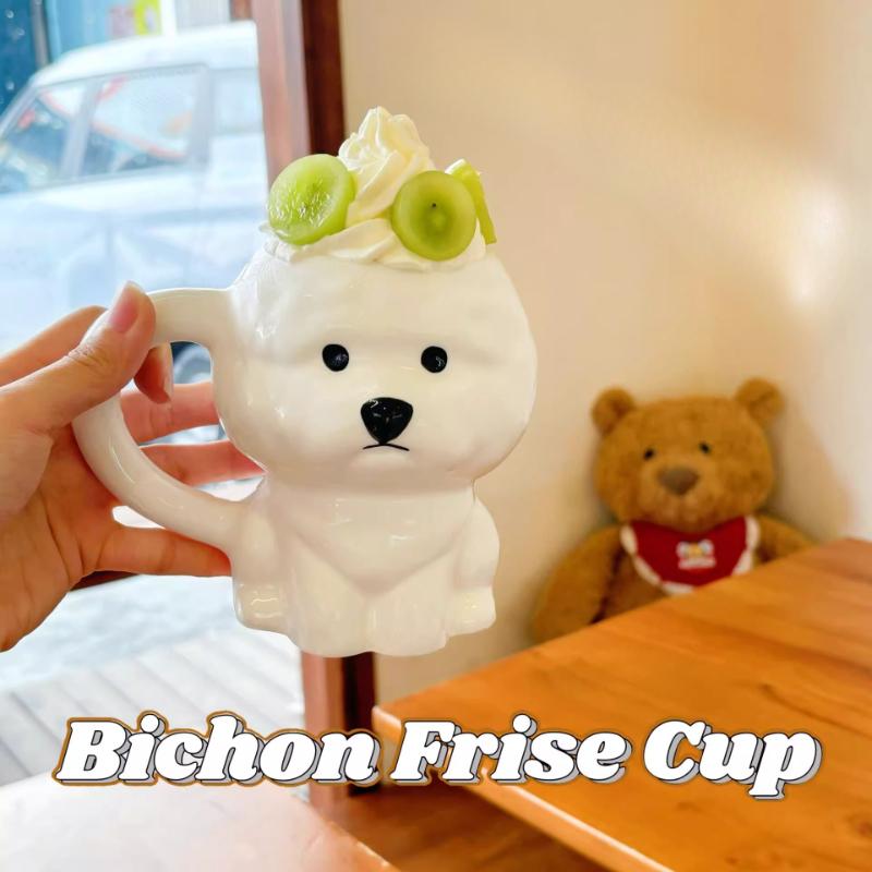 Керамическая кружка для щенка бишона, милая, креативная, забавная, для дома, для питья, офисная кофейная чашка, парная чашка