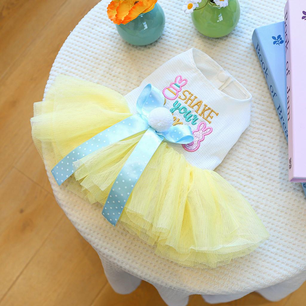 Pet Clothes Small Dog Puppy Cute Pet Multi-Layer Gauze Puff Skirt Easter Bunny Gauze Dress J148