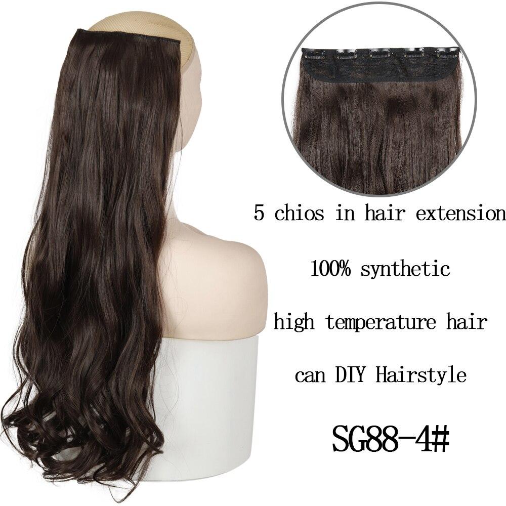 MISSQUEEN 22 Inches 5 Clip In Hair Extension Heat Resistant Fake Hairpieces Long Wavy Hairstyles Synthetic Clip In On Hair Extensions