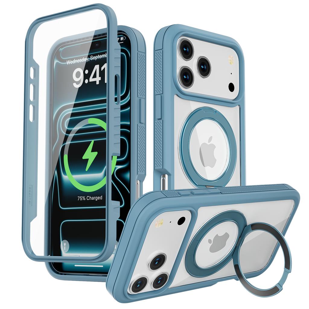 360° Full Protection Magnetic Stand Case for IPhone 18 Pro Max 17 Pro for Magsafe 9H Glass Screen Protector Clear Cover