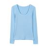 Soft and Thin Glutinous Cotton Autumn New U-neck T-shirt for Women Long-sleeved Slim Body Top Shirt