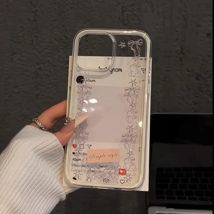 Линия Бабочка Кролик Подходит для Apple 17 Чехол для мобильного телефона iPhone16 2-в-1 15 Свежий 13 Цветной Край 12 Наборы 14