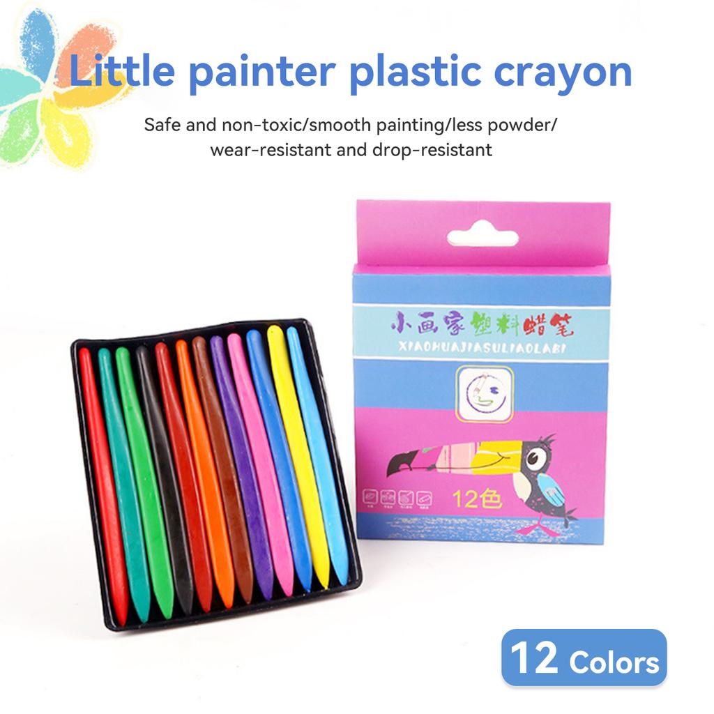 6/12/24/36 Colors Non-Dirty Hands Plastic Crayon Erasable Painting Tools Triangular Children Wax Pencil Graffiti Oil Stick