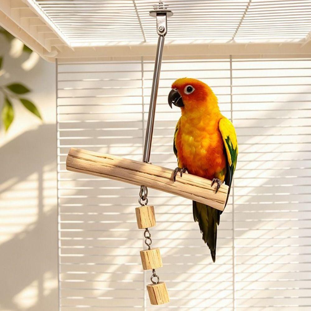 Swinging Parrot Play Stand Non-slip Bird Standing Perch Bird Cage Gnawing Toys Exercise Climbing