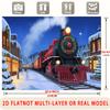 Party Backdrop Christmas Flat Train Snowy Night Scene Multi Layered Celebrations Photo Background Decor Front Door Decor
