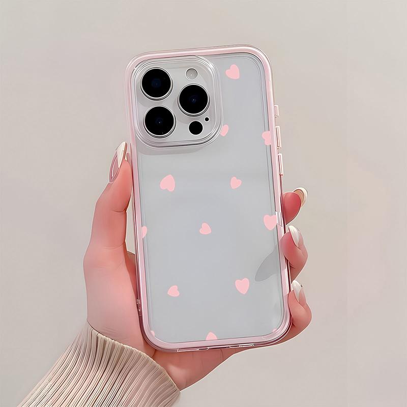 Розовое Сердце Любви ТПУ Прозрачный Розовый Чехол Для Телефона Для iPhone 17 16 15 Pro Max 14 13 12 11 Pro 14 15 Plus Ударопрочный Мягкий Чехол