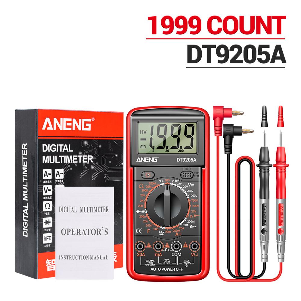 ANENG DT9205A Цифровой мультиметр Тестер транзисторов переменного/постоянного тока Электрический измерительный прибор NCV Профессиональный аналоговый автоматический диапазон Multimetro
