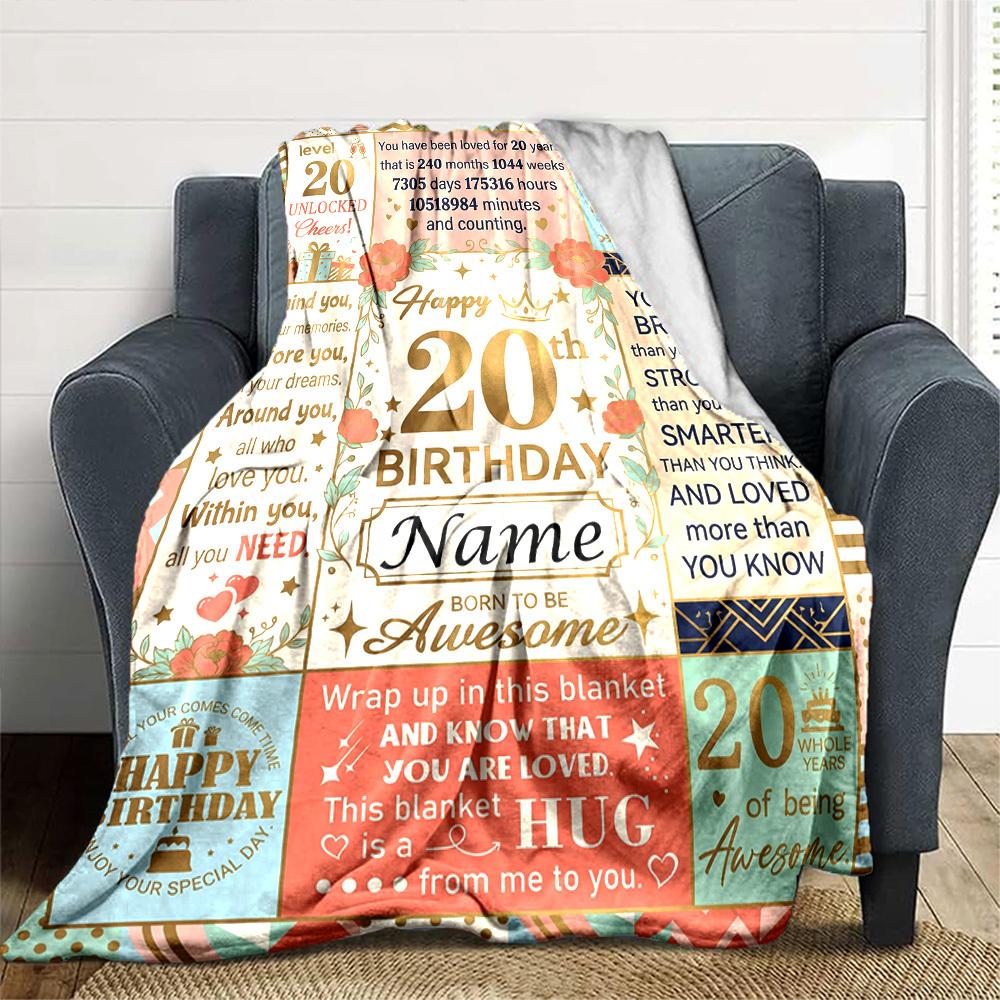 20Th Birthday Celebration Quotes Customize Your Name Blankets Comfortable Soft Lightweight Allseason Multipurpose Blanket For Picnics Sofas Offices