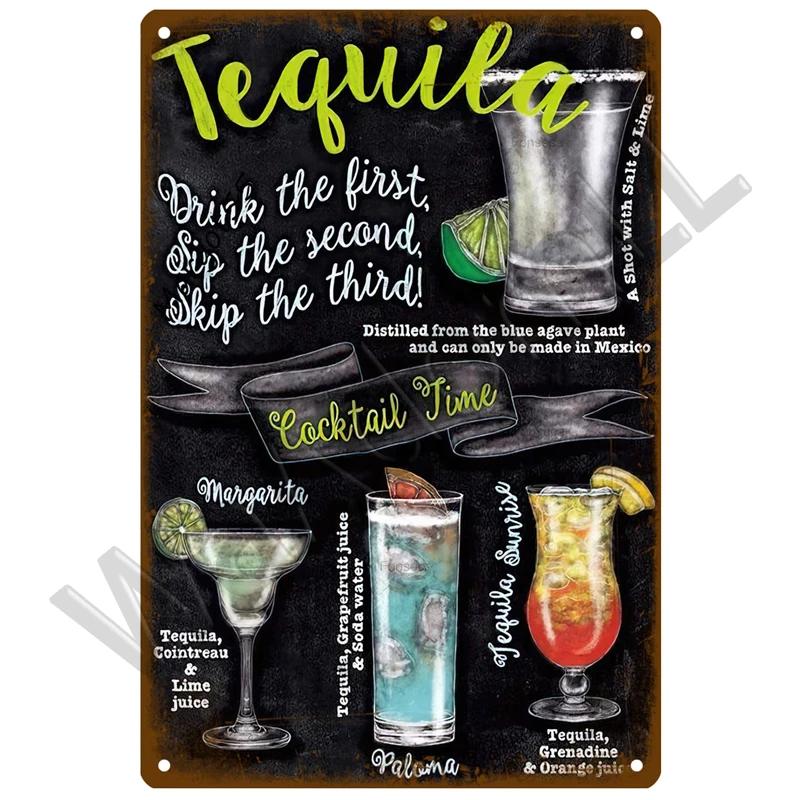 Tin Sign Decor Cocktail Metal Sign Plaque Metal Plate Vintage Iron Poster Wall Art Painting For Pub Club Man Cave Bar Decoration