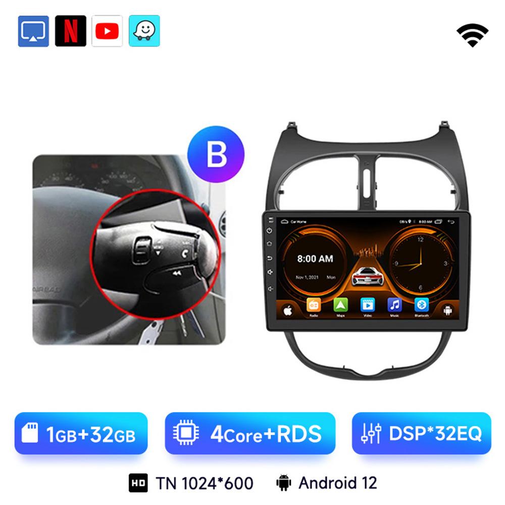 JIUYIN  Android 13 Car Radio For PEUGEOT 206 206CC 206SW 2000-2008 Auto Multimedia Player GPS Autoradio Carplay 2 din
