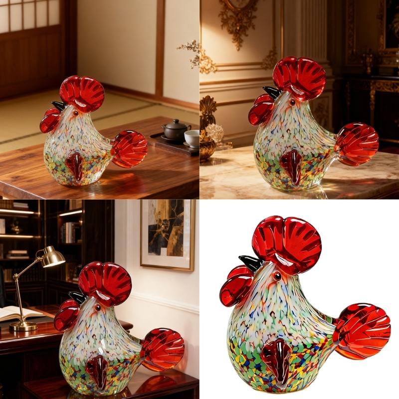Художественная стеклянная фигурка петуха, разноцветная, ручной работы, безопасное украшение для семейных домов с детьми