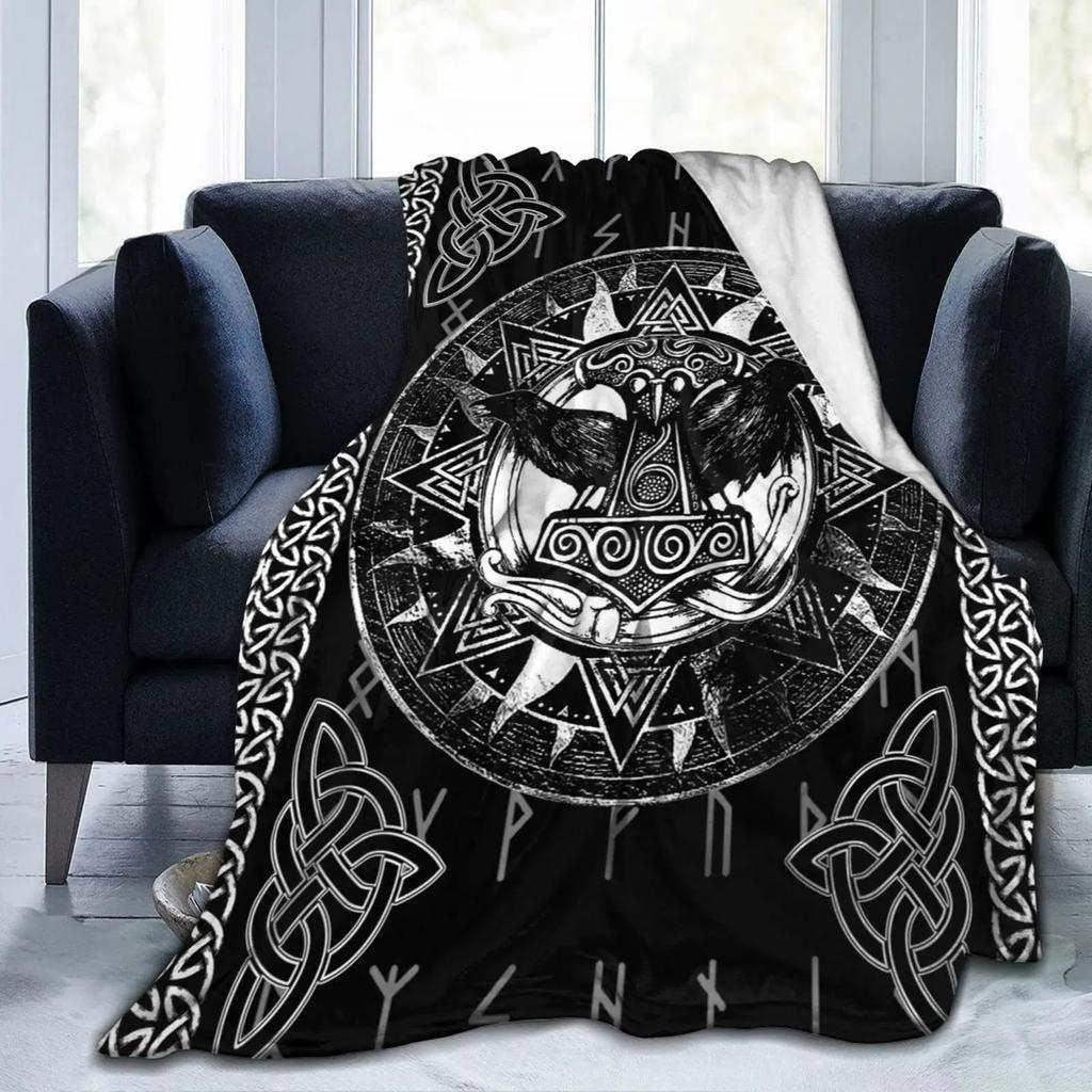 Norse Mythology Viking Blanket Odin Rune Nordic Decorative Flannel Blanket