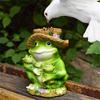 Frogs Statue Bird Feeder Resin Figurine for Garden and Terraces Outdoor Backyard Decorative Statue Bird Feeding Station