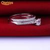 2Pcs/Set Ring Shiny Cubic Zirconia Plated Silver Romantic Couple Finger Ring for Wedding Fashion Jewelry