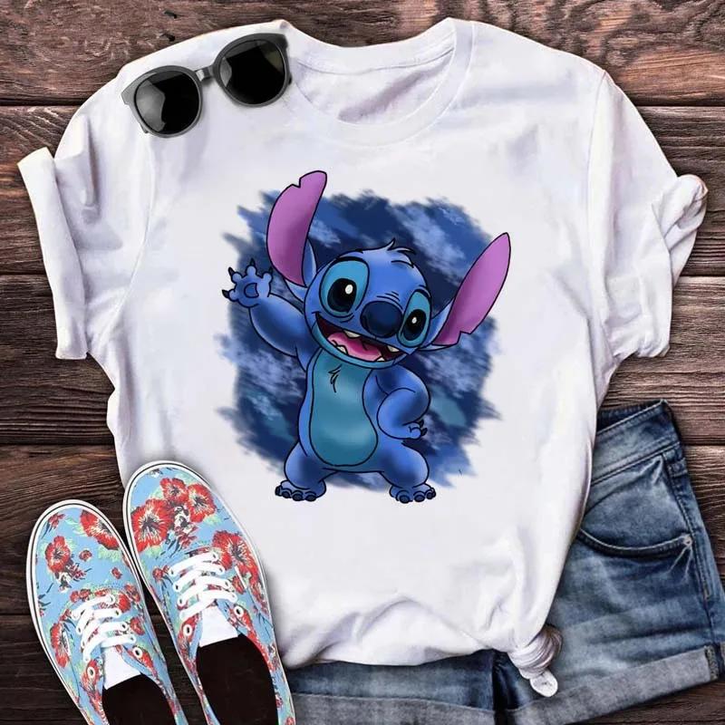 Kawaii Stitch Fashion Top Casual Round Neck T-Shirts Harajuku 90s Cute Stitch Short Sleeves Tops Tees