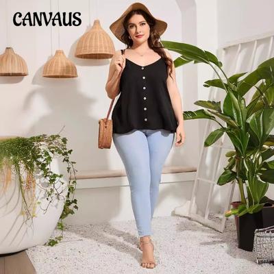 Летний женский топ с V-образным вырезом и бретелькой через шею больших размеров