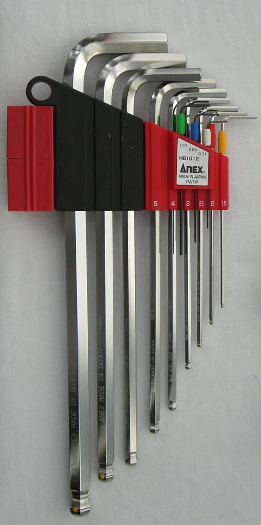 ANEX HB1012 Набор шаровых ключей с держателем Mag Catch, 12 штук (0.71/0.89/1.27/1.5/2/2.5/3/4/5/6/8/10мм)