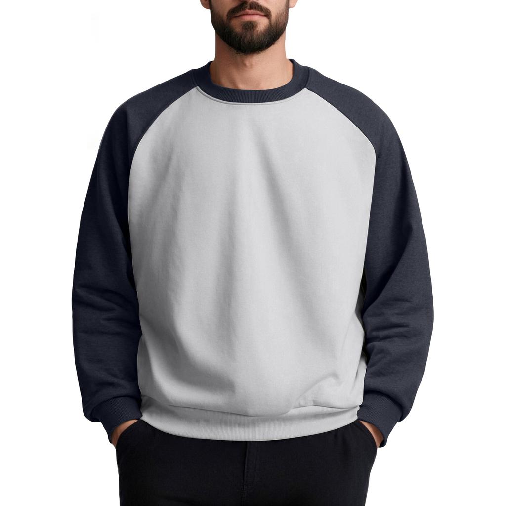 Unisex Colorblock Round Neck Pullover Top Raglan Sleeve Long Sleeve Sweatshirt