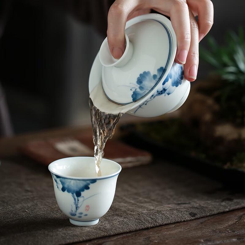 Chinese Hand-painted Ceramic Gaiwan Tea Set