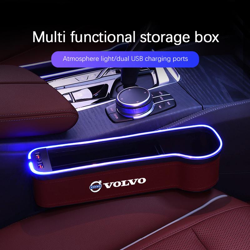 LED Car Seat Gap Box Atmosphere Lamp Storage Box For Volvo XC90 V90 V60 XC60 V40 EC40 EX40 S80 S60 S90 C40 XC40 V70 XC70 C30 C70