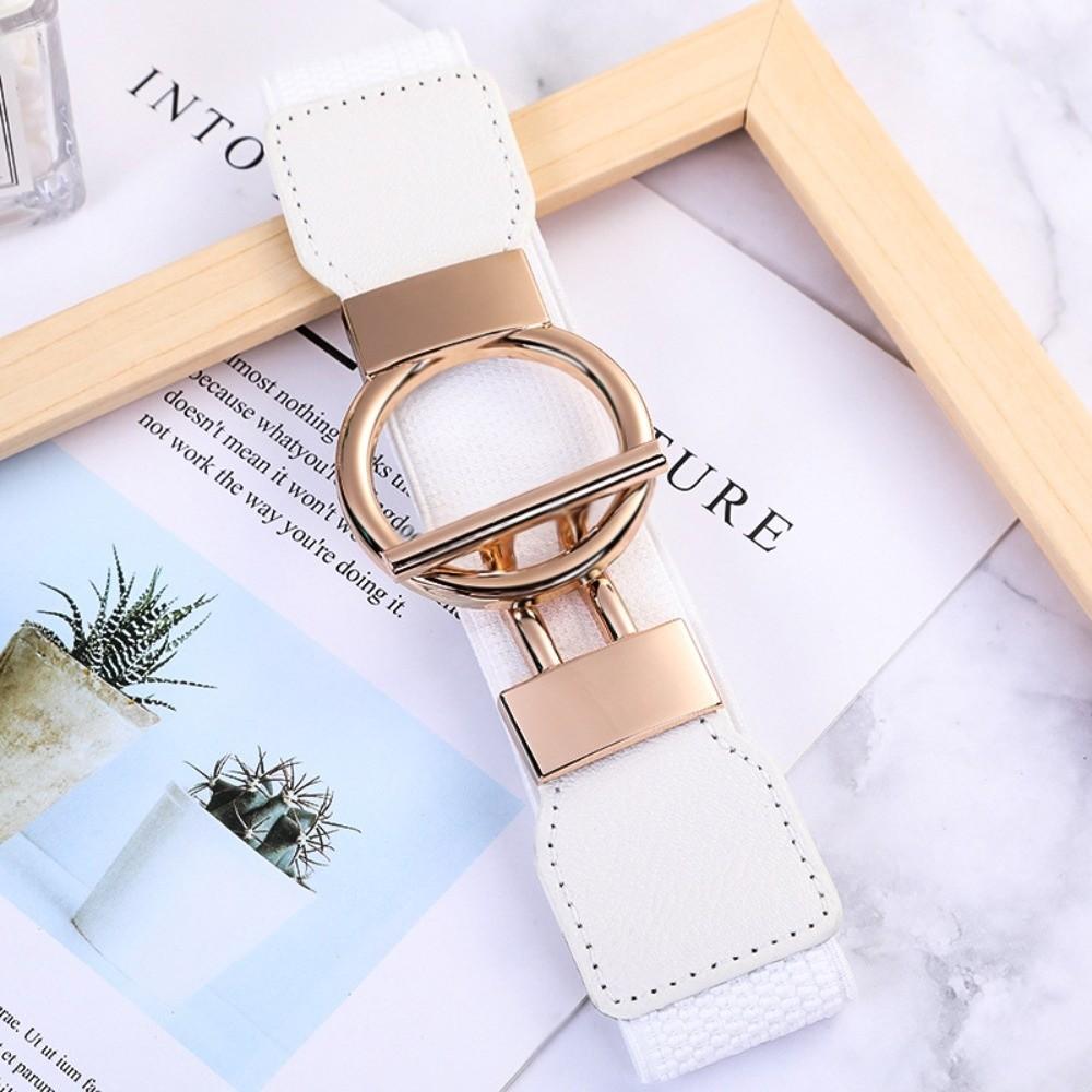 Fashion Elastic Waistband Casual Round Buckle Waist Strap Waist Belts Clothing Decoration