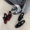 Gentle Little Fragrant Mary Jane Shoes Winter 2025 French Temperament Elegant Bow Fairy Velvet Single Shoes Woman