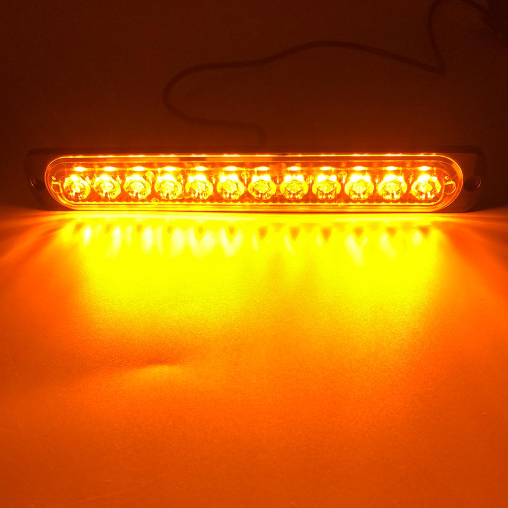 12 LED Strobe Warning Light Police Lights Tail Lamp Led Side Light 18 Flashing Modes for Car Truck Light 12V 24V White Yellow