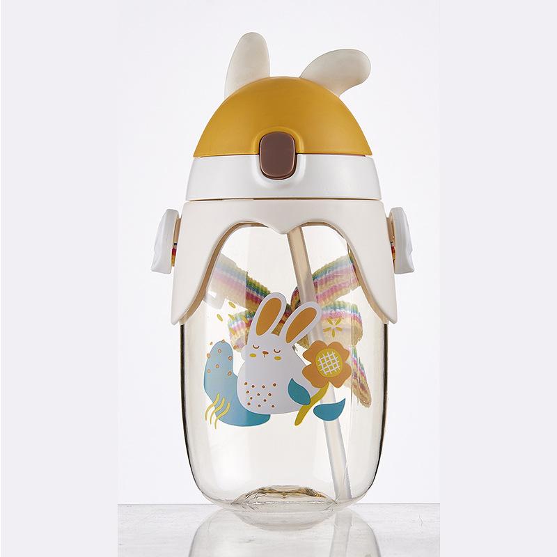 Adorable Cartoon Straw Cup Childrens Kindergarten Lightweight Mixing Kettle Baby Mom Girl Back Water Cup