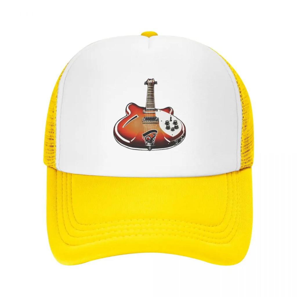 Rickenbacker 360 12 Sixties Electric Guitar Art Sunburst Pop Art Cap Mesh Baseball Caps Adjustable Hat Hip Hop Baseball Hats