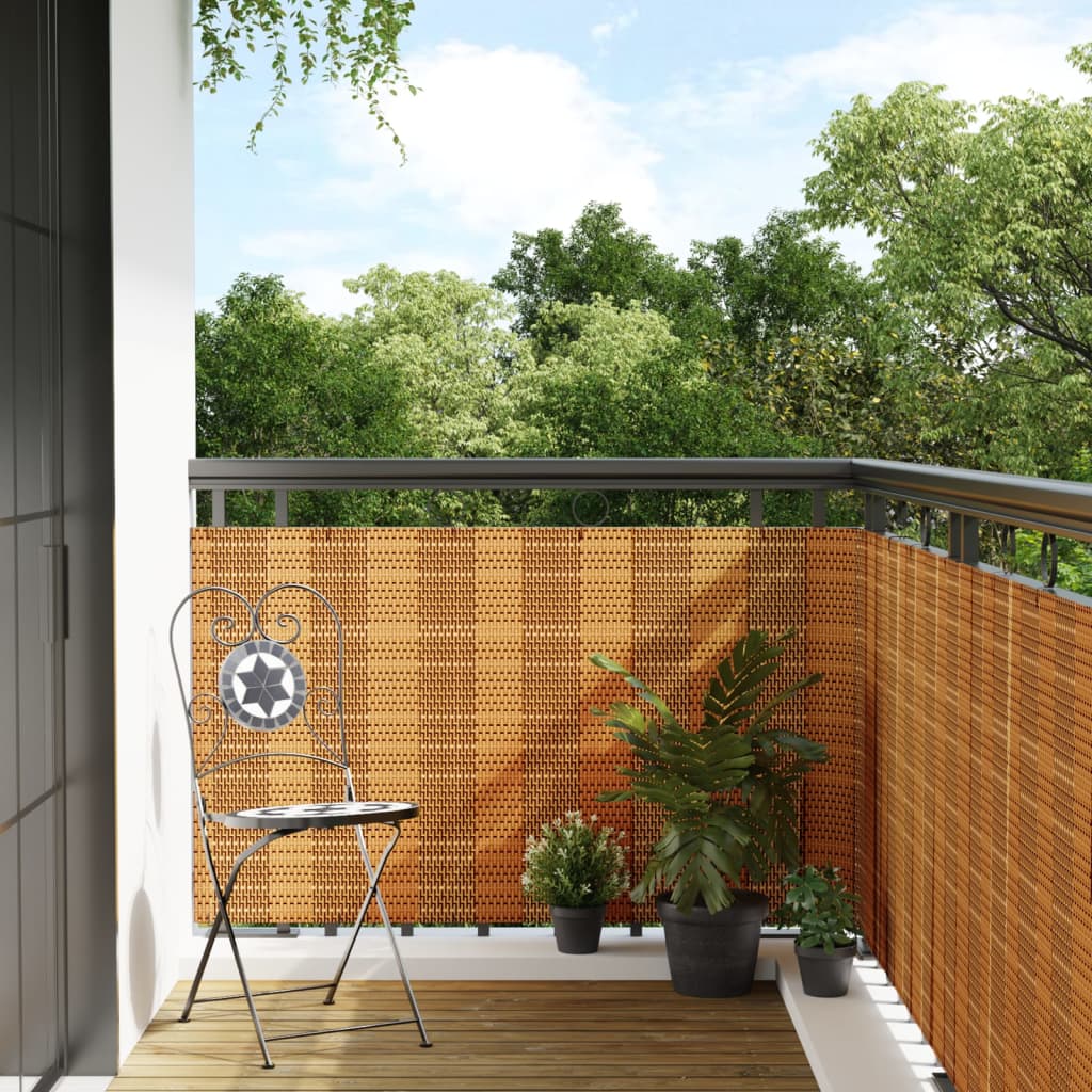 Balcony Privacy Screen Light Brown 500x90 cm Poly Rattan
