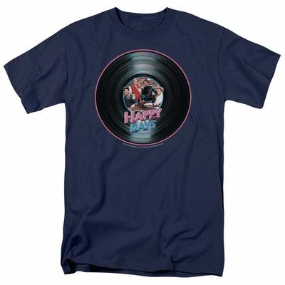 26 Happy Days On The Record Logo T Shirt Mens Fonzie Licensed Classic TV Show Navy Unisex T-Shirt