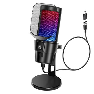 USB-конденсаторный микрофон, Игровой микрофон, Микрофон для ПК, RGB-подсветка, Сенсорное отключение звука, Стриминг, Подкаст, Шумоподавление, Однонаправленный, Запись,