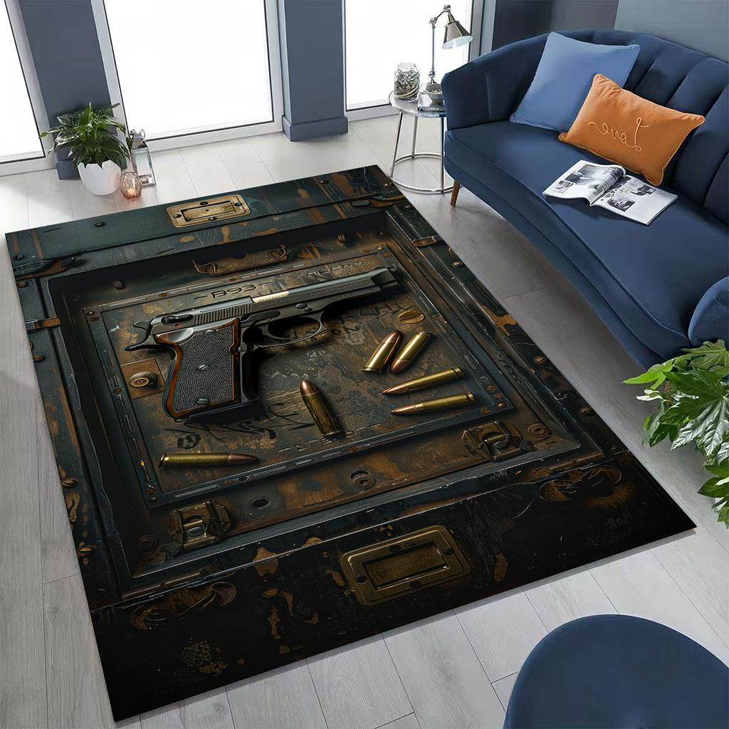 Дерево Металл Оружейный Кейс Коробка Военное Снаряжение Мото Коврик для Спальни Гостиной Дивана Дома Декор Коврик для Двери, Детский Игровой Нескользящий Напольный Коврик