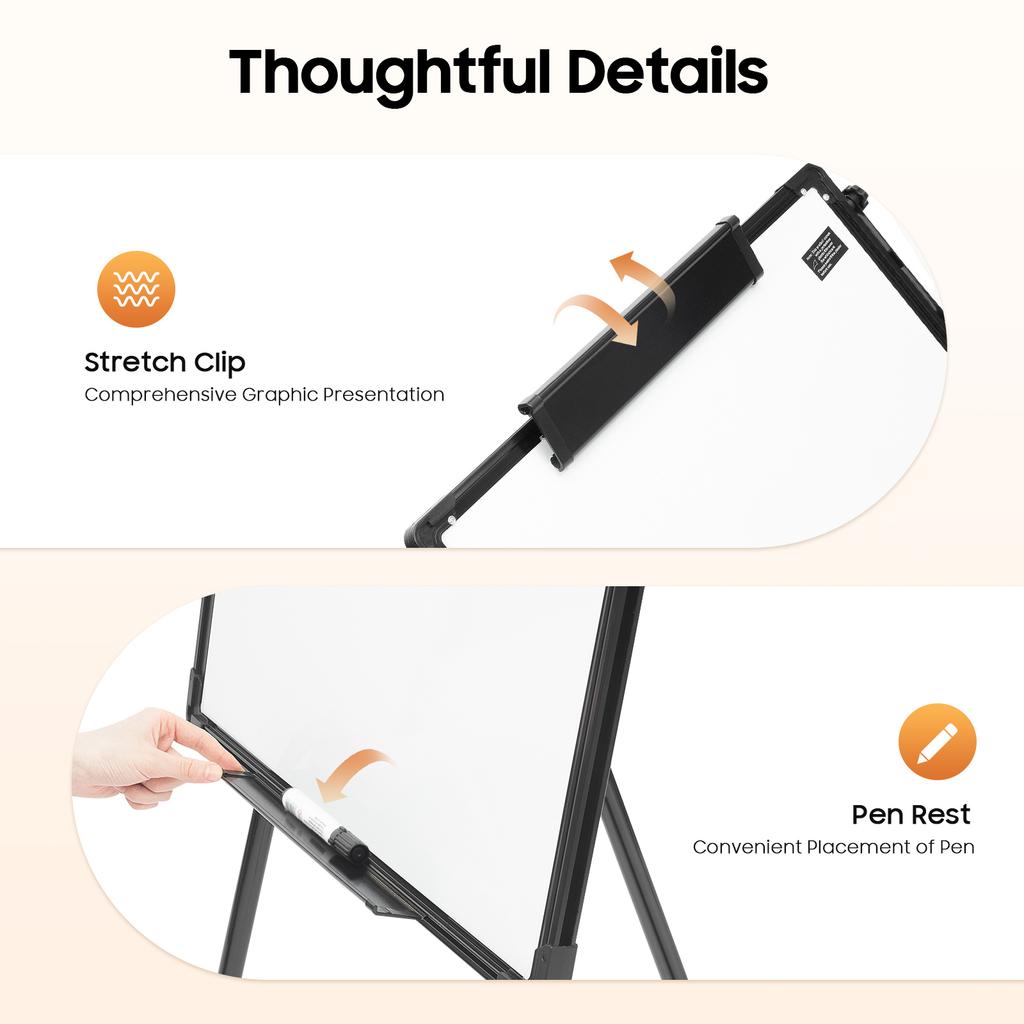 Large 36x24 Inch Magnetic Dry Erase Whiteboard Stand, Adjustable Height 38-62 Inches, Portable Flip Chart Easel with 6 Magnets