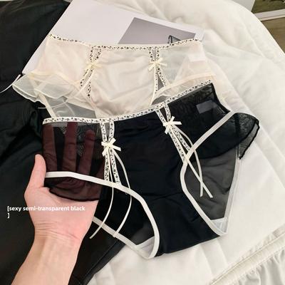 Женское весенне-летнее сексуальное нижнее белье из кружева с вырезами и сеткой с леопардовым принтом средней посадки