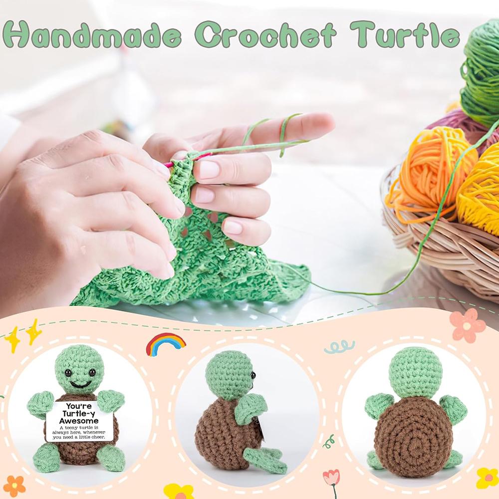 1pc Handmade Crochet Mini Funny Cute Turtle Doll for Women Men Birthday Presents