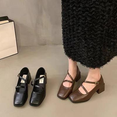 Модные туфли Мэри Джейн, женские туфли на толстом каблуке, элегантные классические туфли в стиле ретро с квадратным носком, удобные мягкие туфли на низком каблуке для женщин