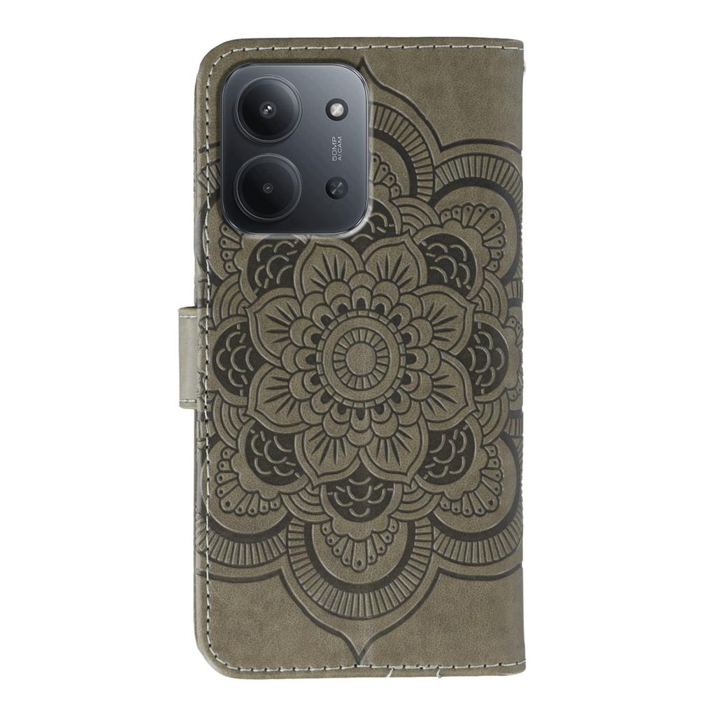 For Xiaomi Redmi 15C 5G (EU) (173mm)/15C 4G (EU) (173mm) Case Rhinestone Decor PU Leather Mandala Imprint Phone Cover with Wrist Strap